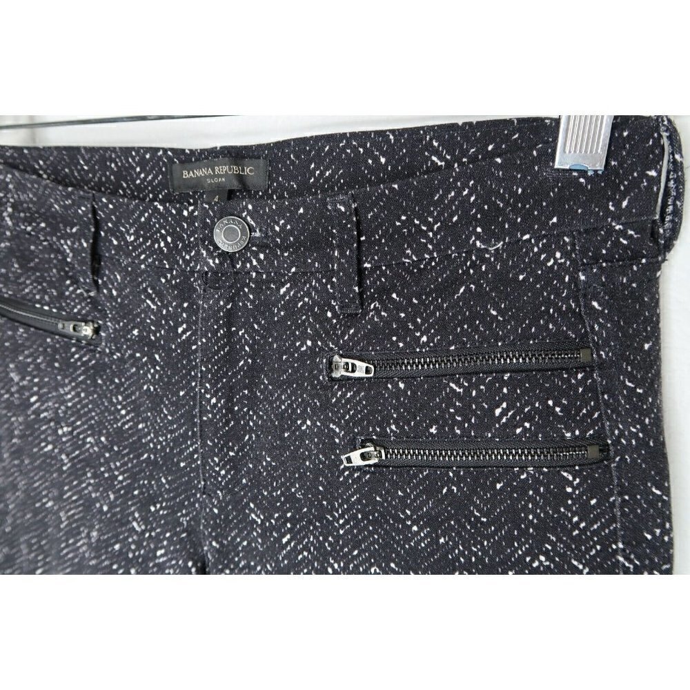 Banana Republic Pants Sloan Fit Slim Ankle Womens Size 4 Black Herringbone - Picture 4 of 12